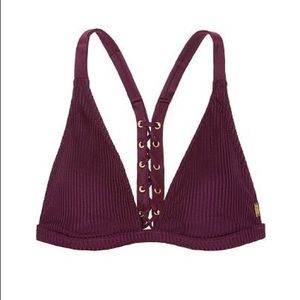 PINK VS - Ribbed Lace-Up Racerback Bikini Top